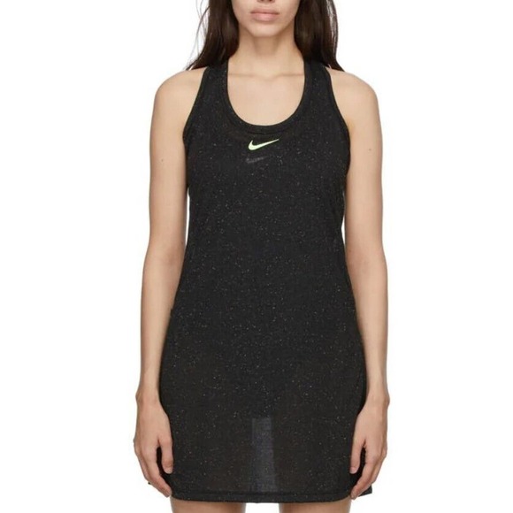 Nike Other - Nike L Womens Black Scoop Neck Racerback Pocket Tank Swimsuit Cover Up NEW